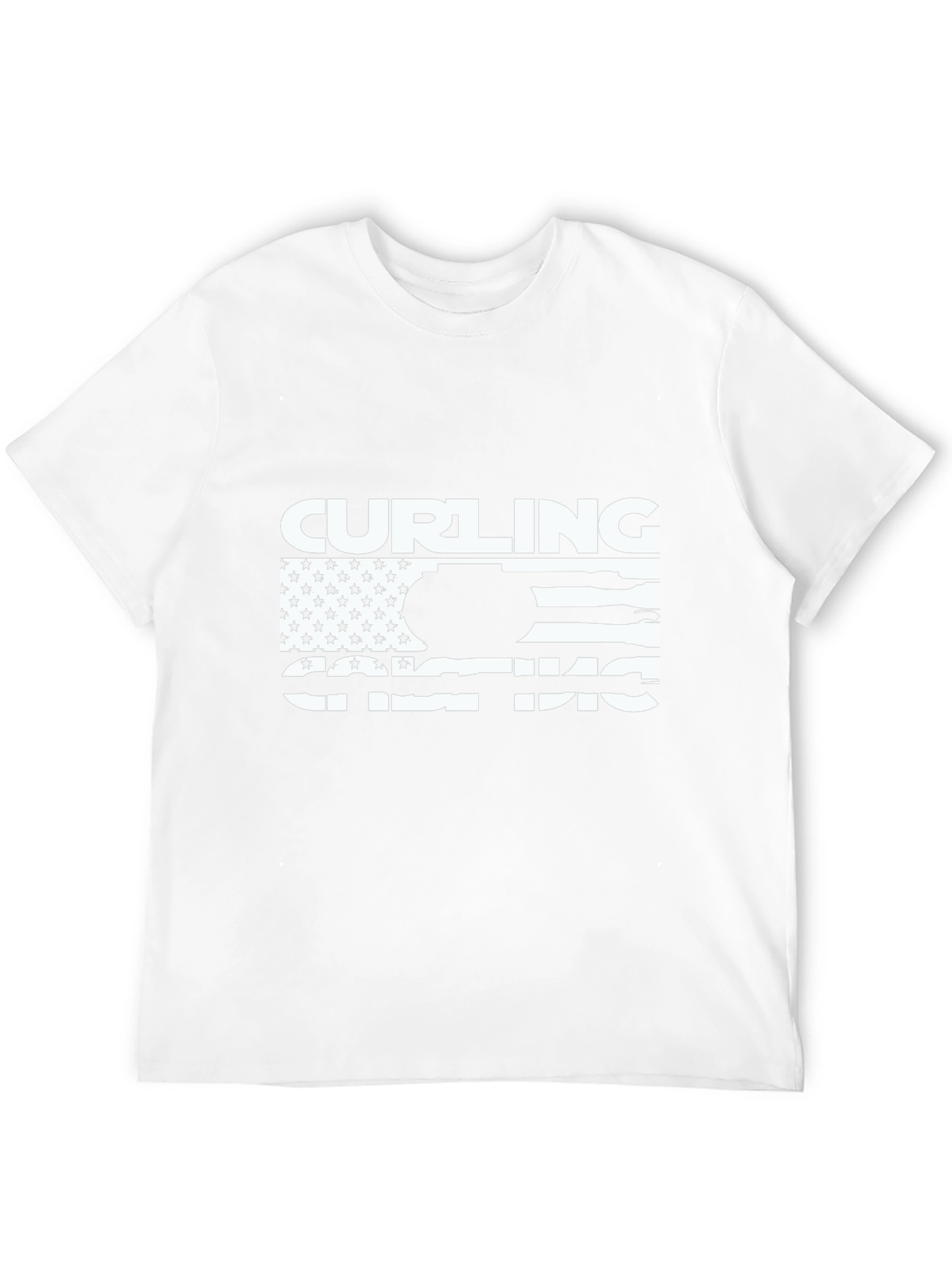 Camiseta Negra de Curling Diseño Bandera Americana