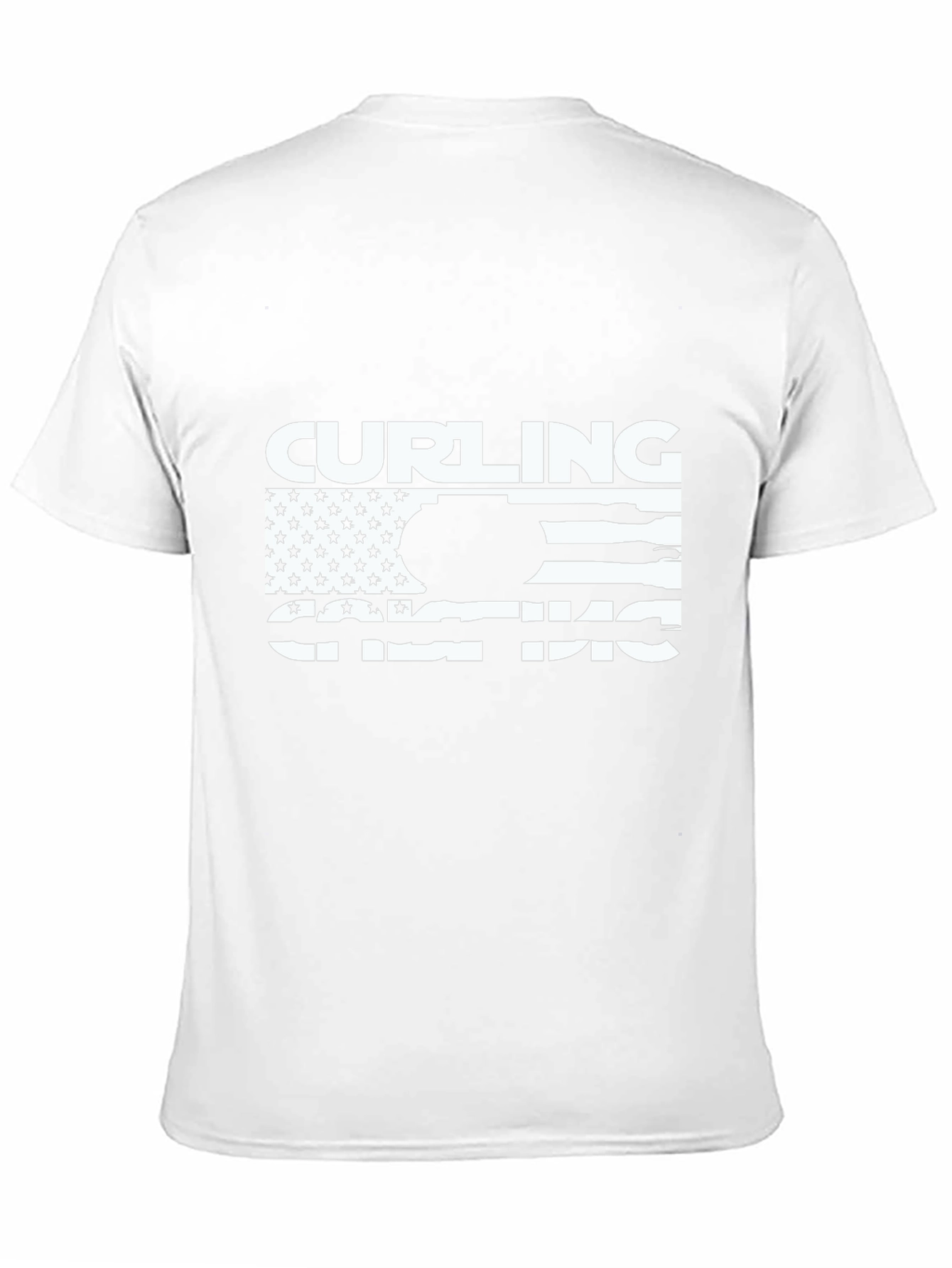 Camiseta Negra de Curling Diseño Bandera Americana