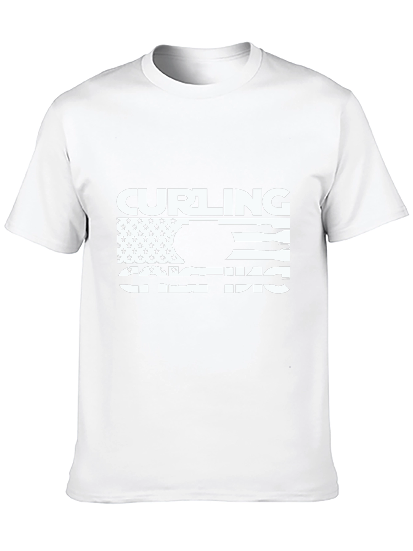 Camiseta Negra de Curling Diseño Bandera Americana