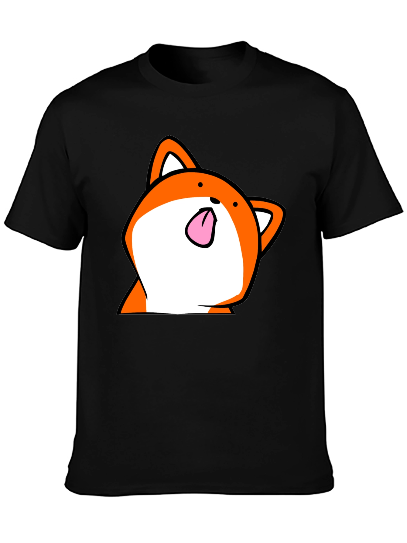 Camiseta Negra con Estampado de Zorro Divertido