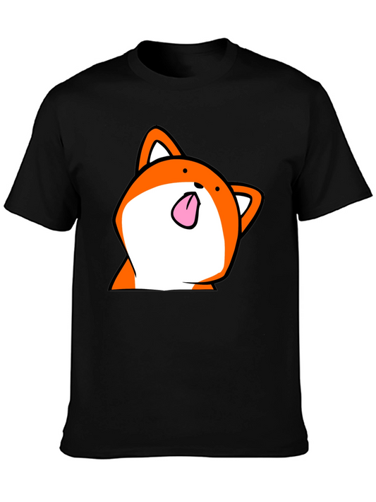 Camiseta Negra con Estampado de Zorro Divertido