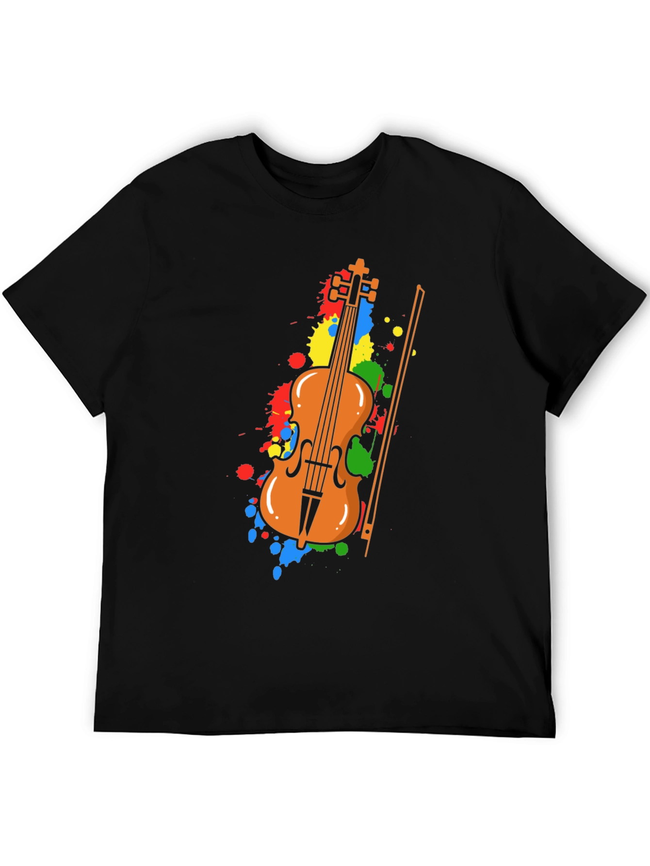 Camiseta Negra con Diseño de Violín Artístico