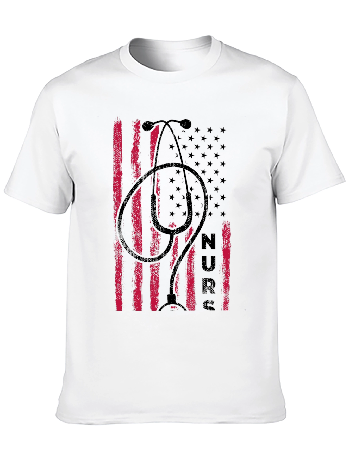 Camiseta Negra con Diseño de Enfermera Americana