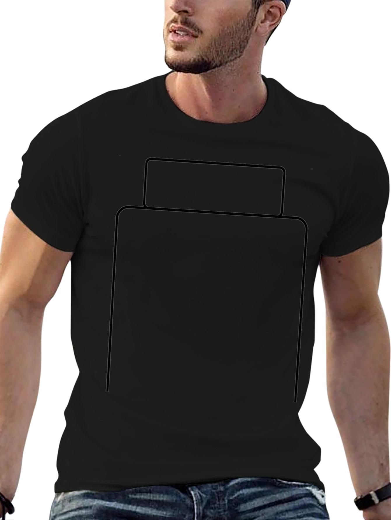 Camiseta Negra Estampado Moderno Hombre