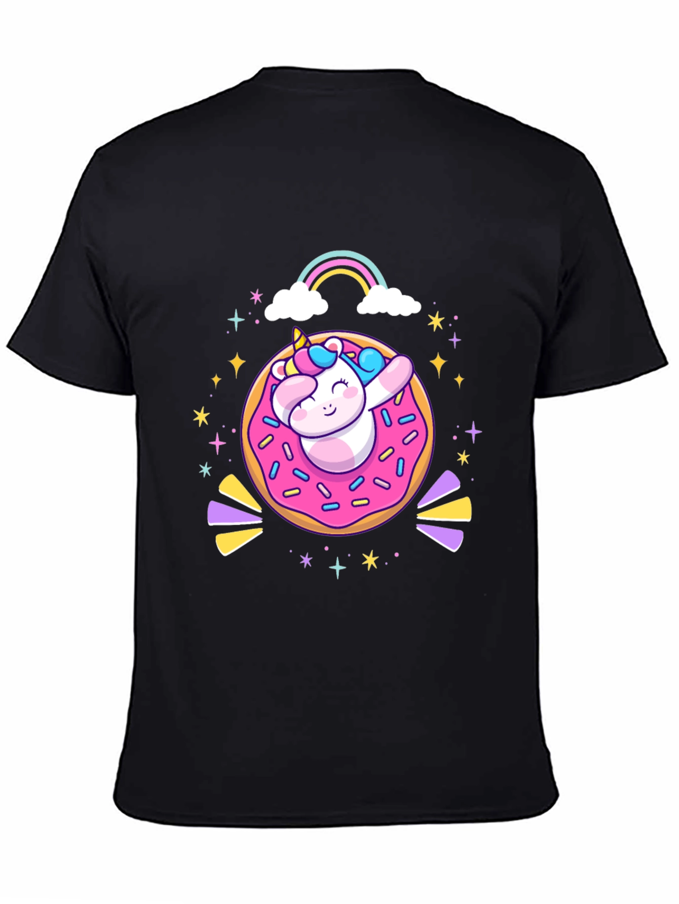 Camiseta Negra Unicornio Donut