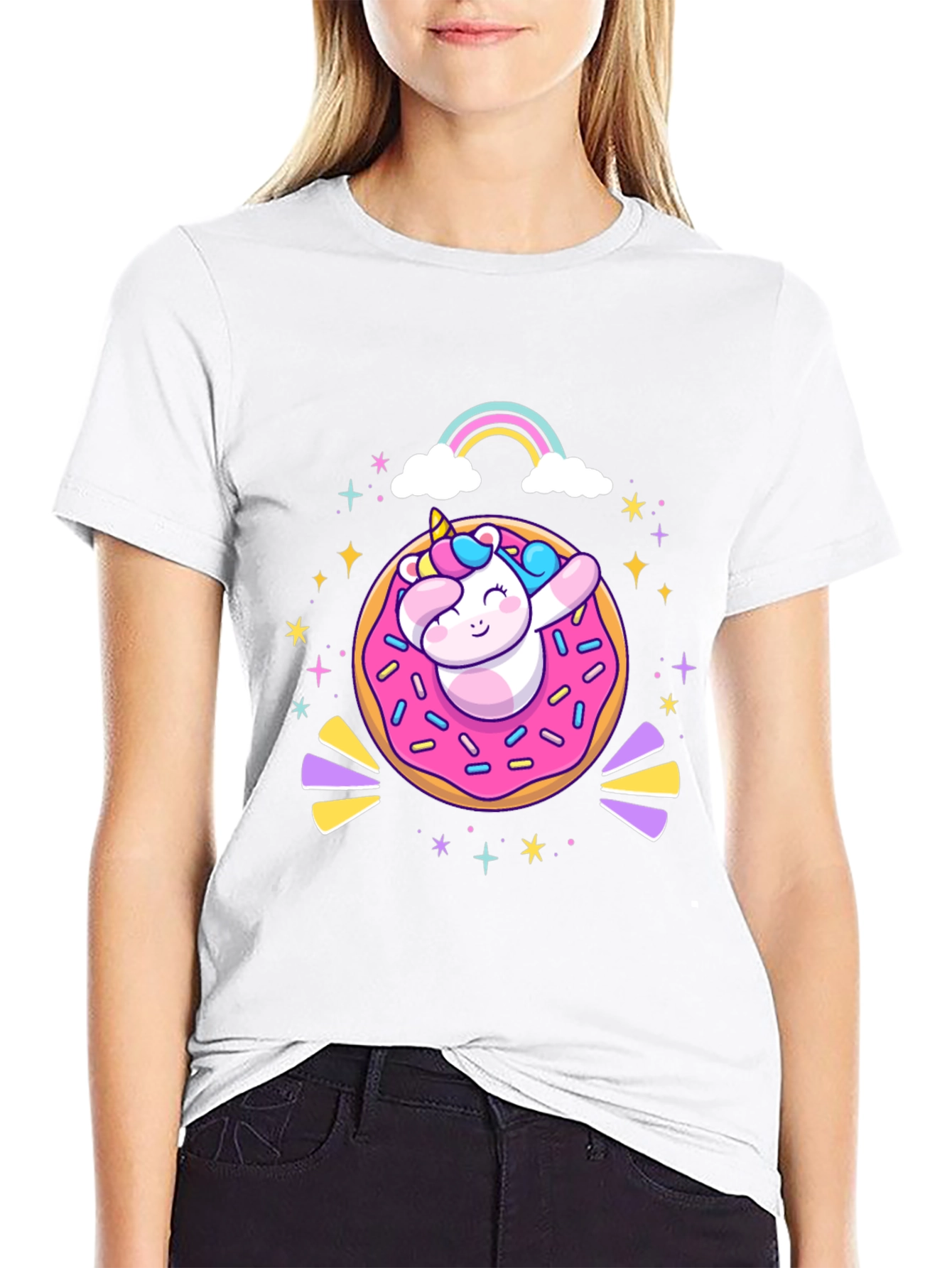 Camiseta Negra Unicornio Donut