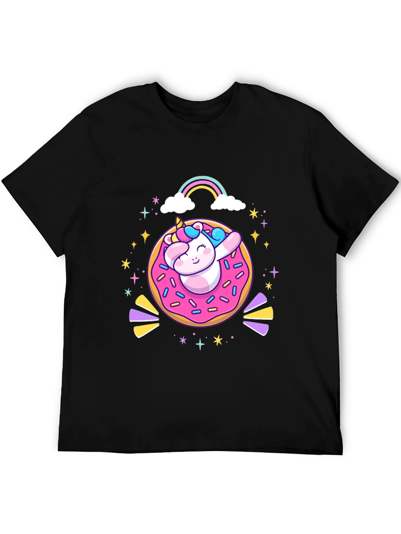 Camiseta Negra Unicornio Donut