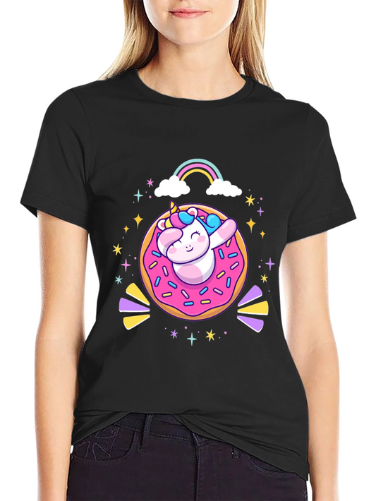 Camiseta Negra Unicornio Donut