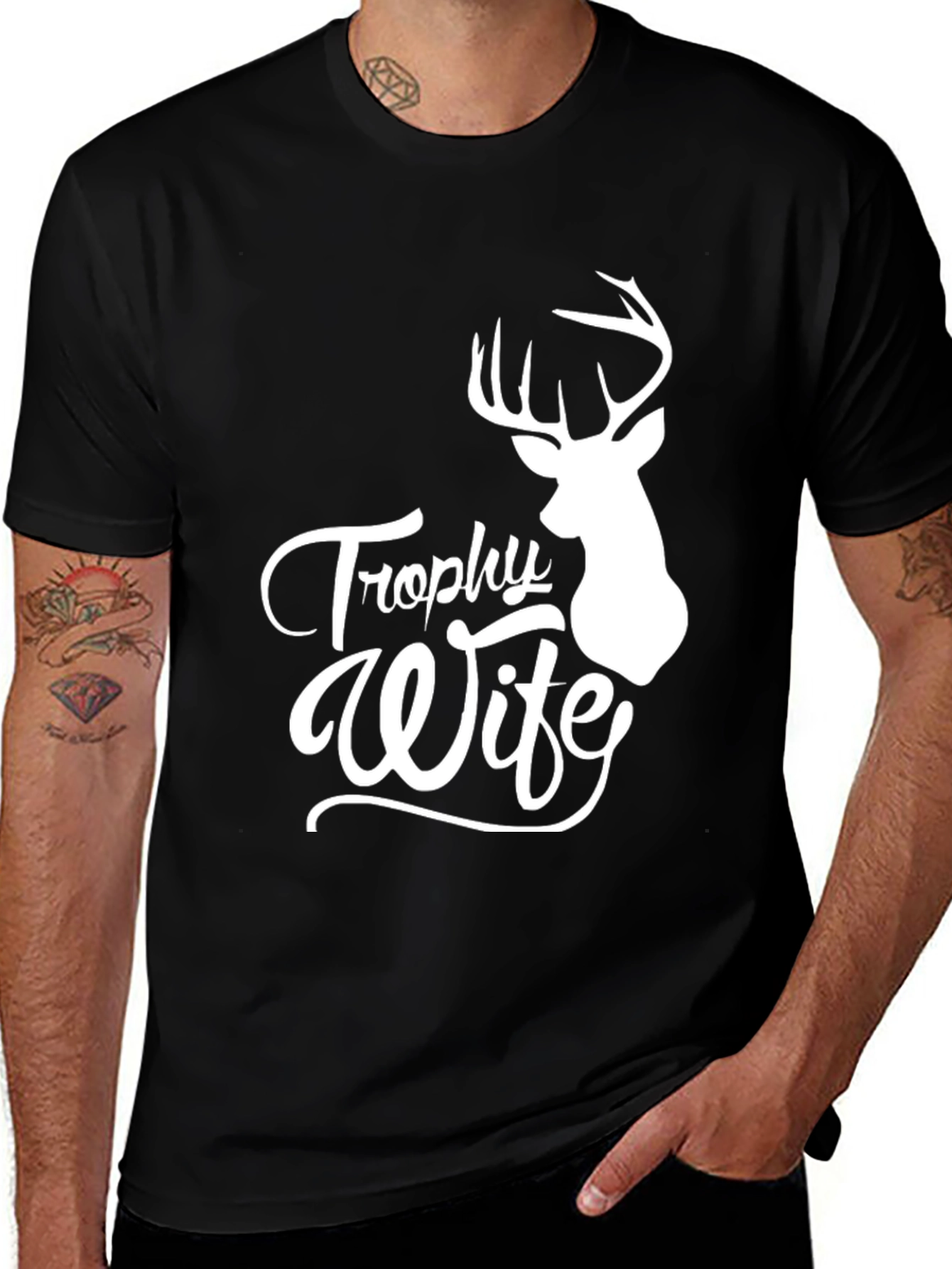 Camiseta Negra Trophy Wife Caza Ciervo