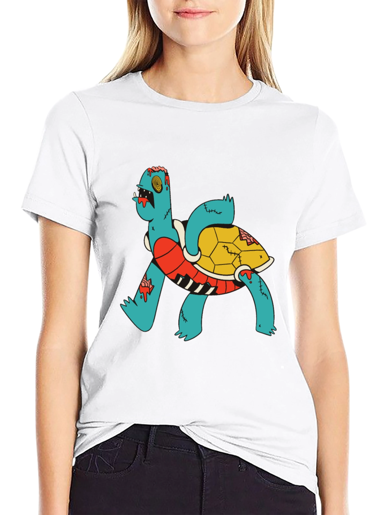Camiseta Negra con Diseño de Tortuga Zombie