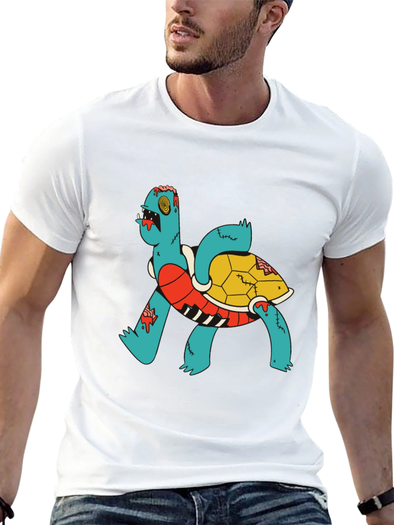 Camiseta Negra con Diseño de Tortuga Zombie
