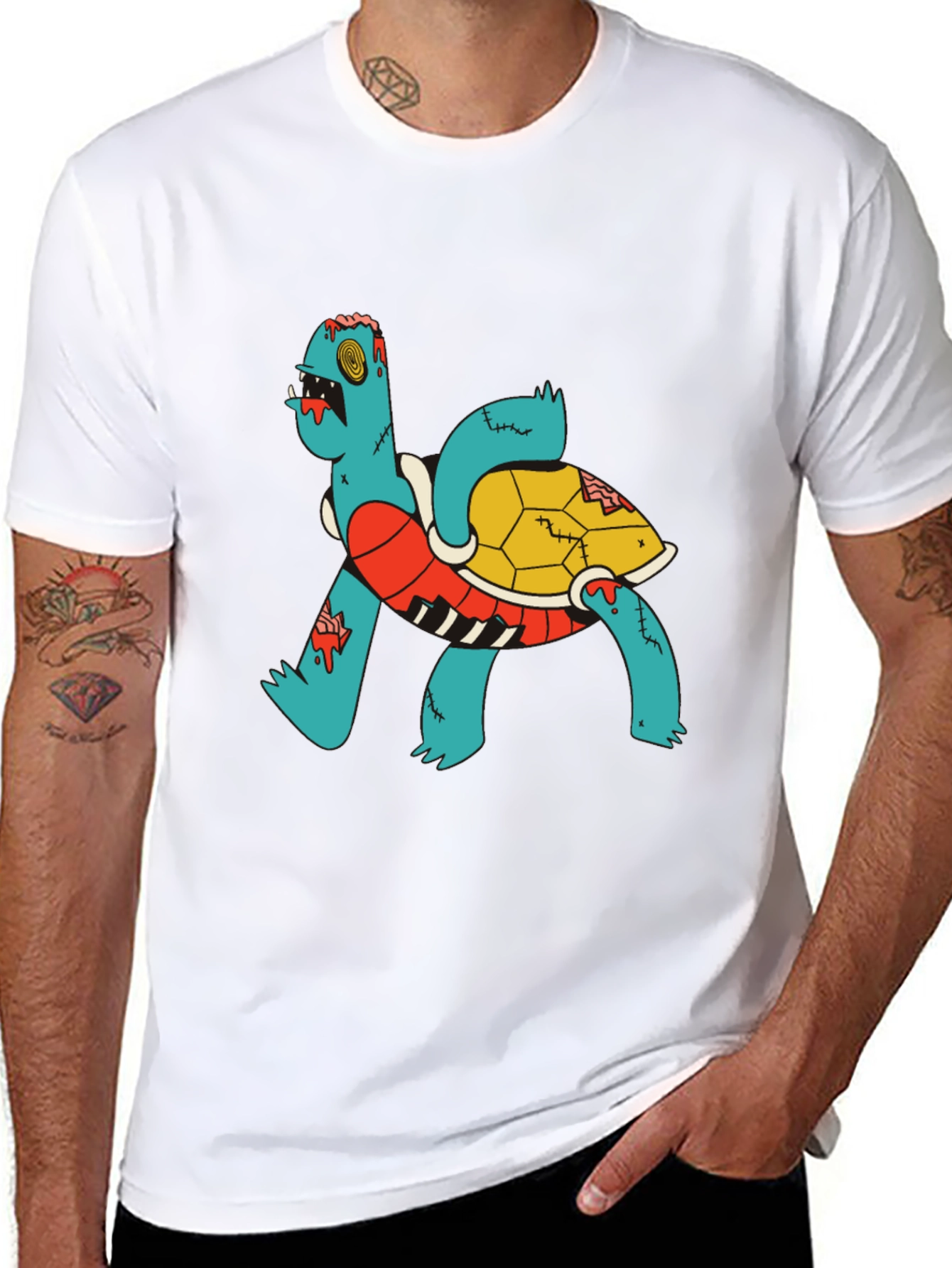Camiseta Negra con Diseño de Tortuga Zombie