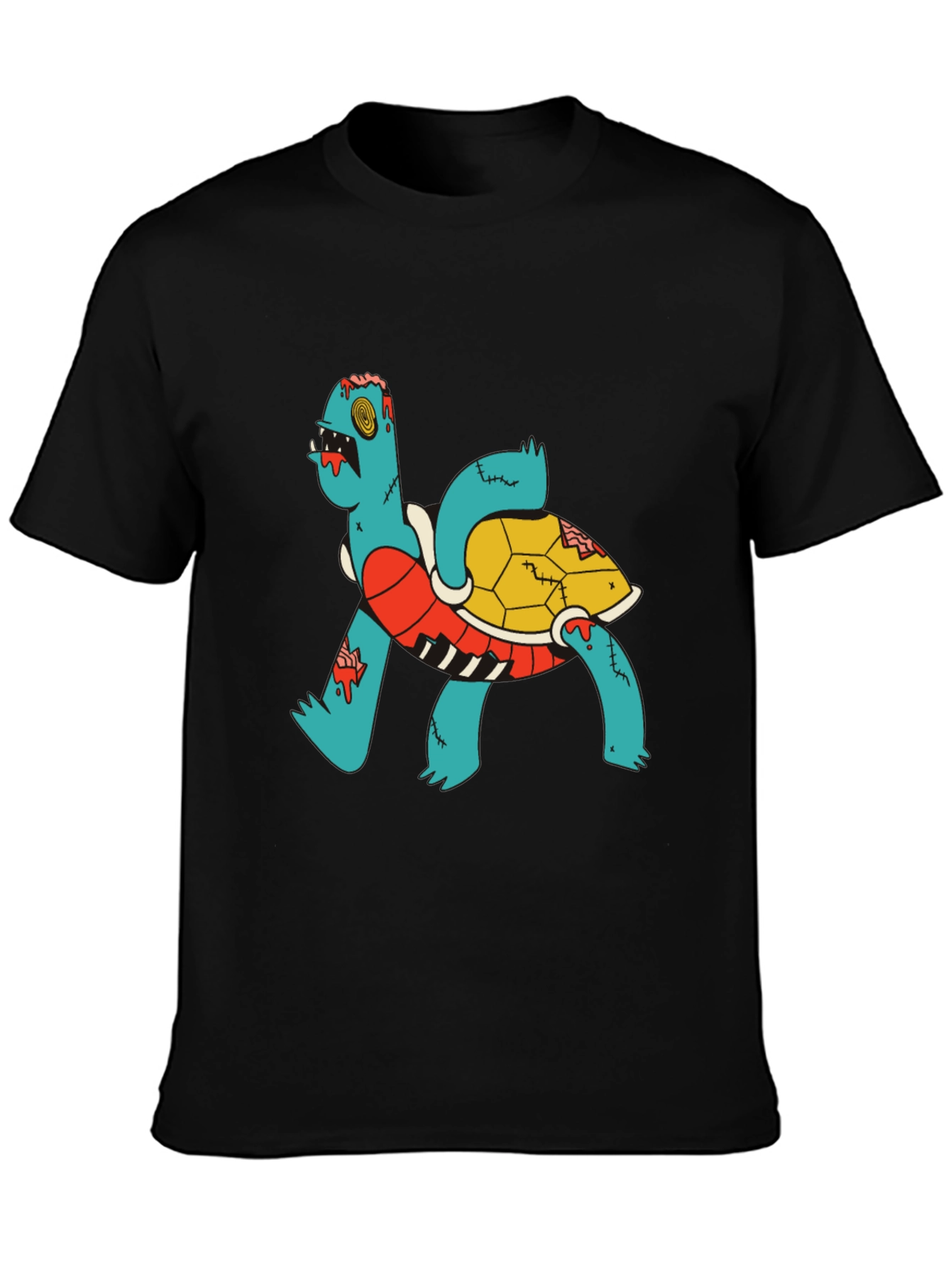 Camiseta Negra con Diseño de Tortuga Zombie