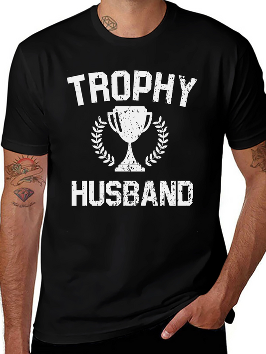 Camiseta Hombre Trophy Husband Negra