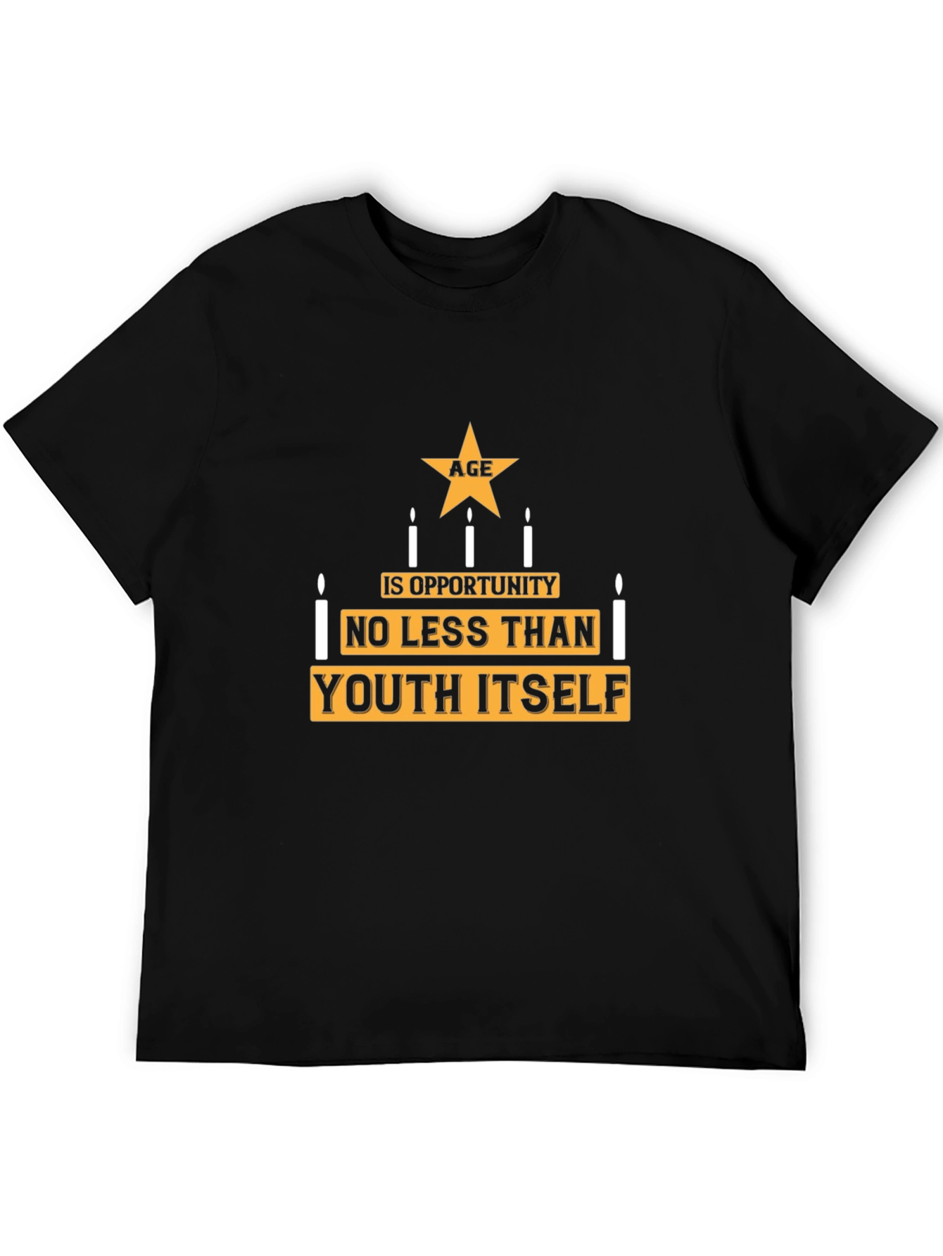 Camiseta Negra con Diseño La Edad es Oportunidad