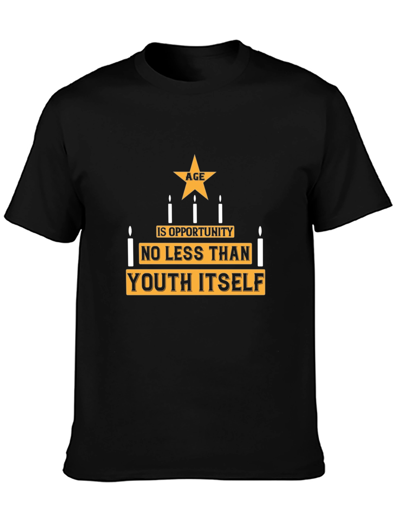 Camiseta Negra con Diseño La Edad es Oportunidad
