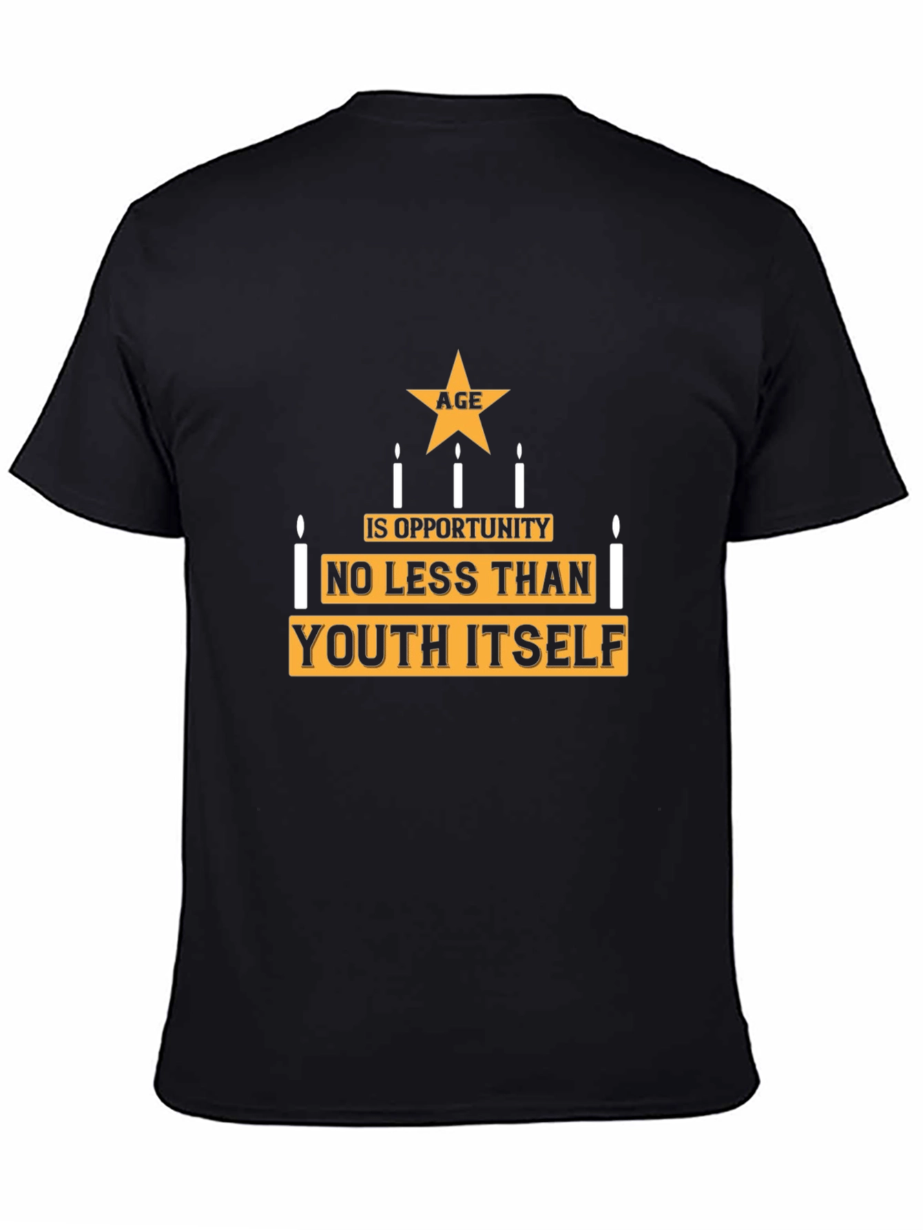 Camiseta Negra con Diseño La Edad es Oportunidad