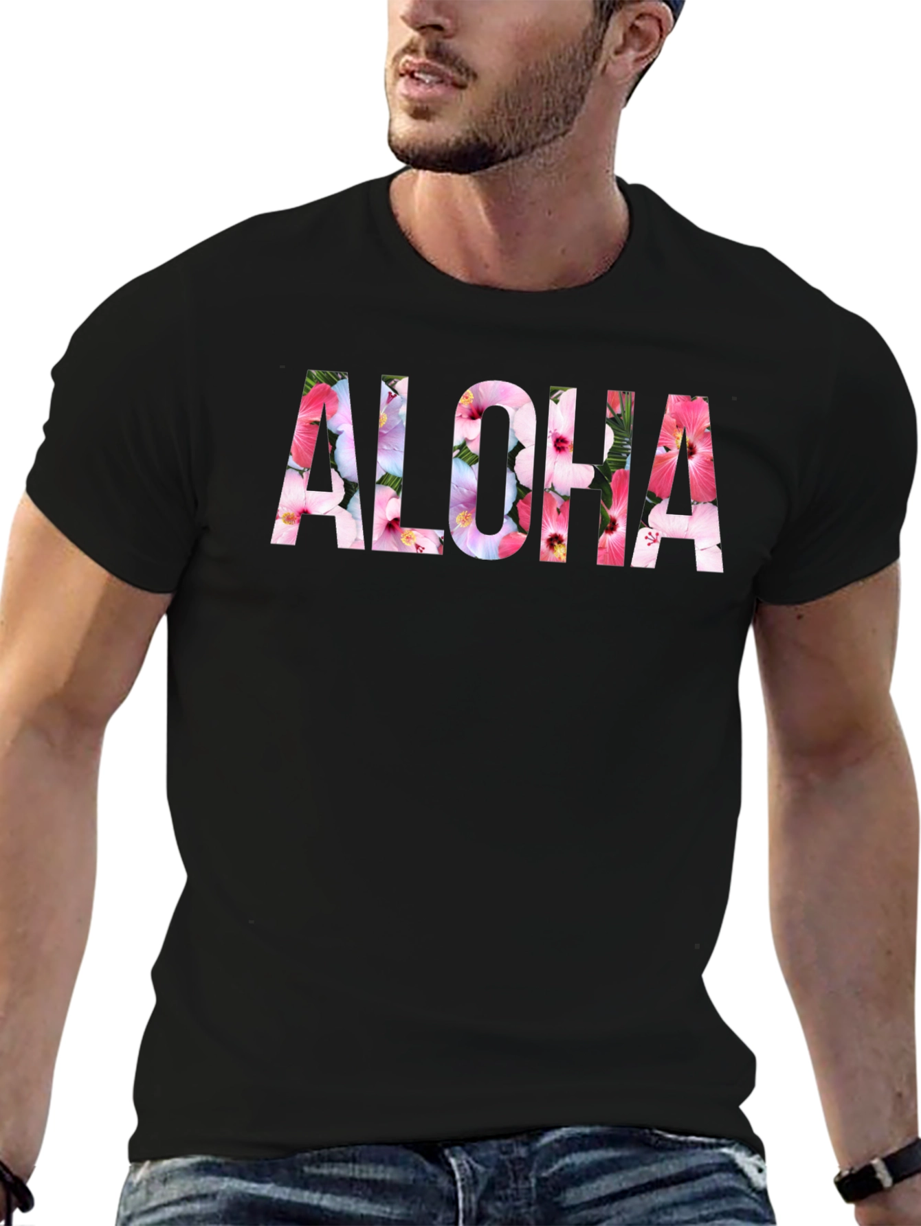 Camiseta Negra Aloha Floral Hombre