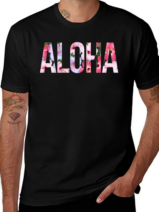 Camiseta Negra Aloha Floral Hombre