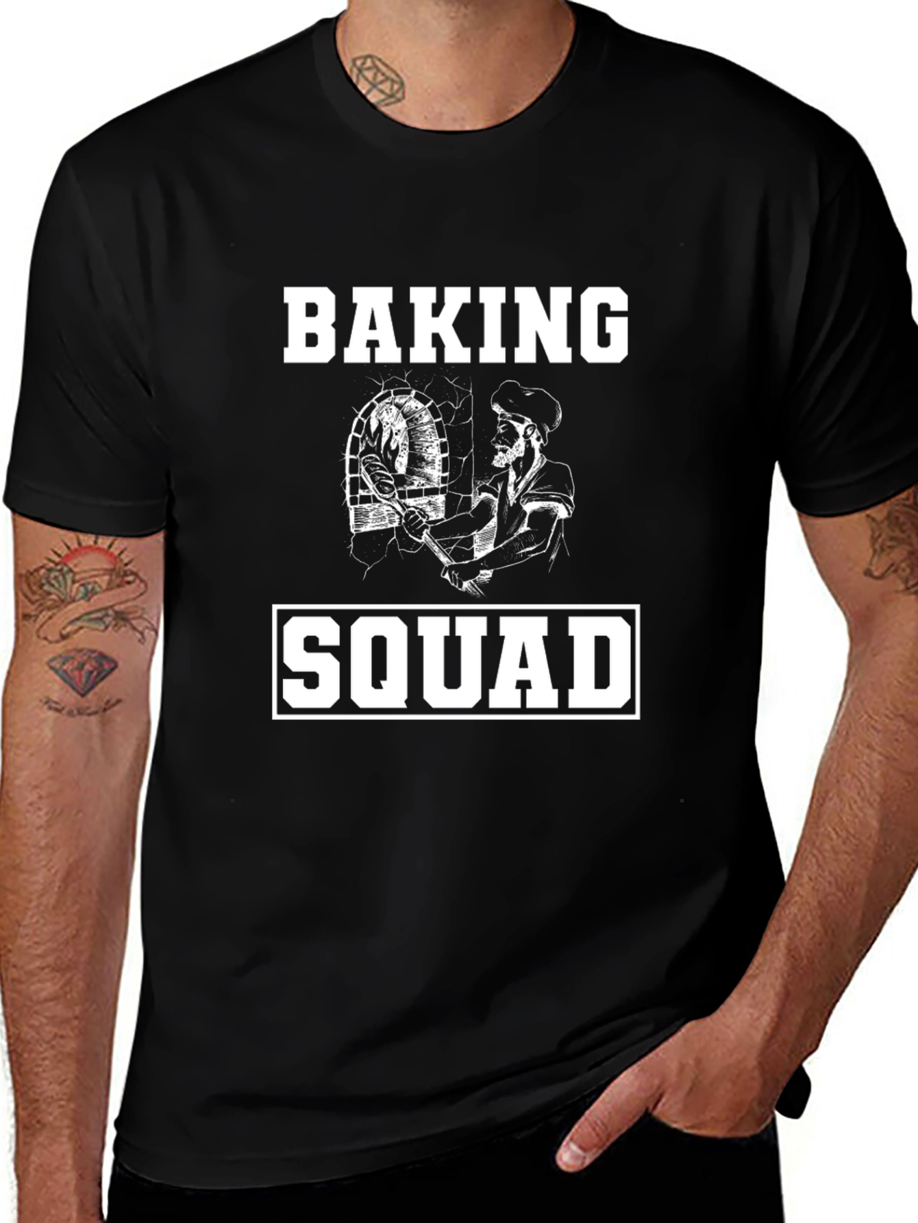 Camiseta Negra Baking Squad para Amantes de la Repostería
