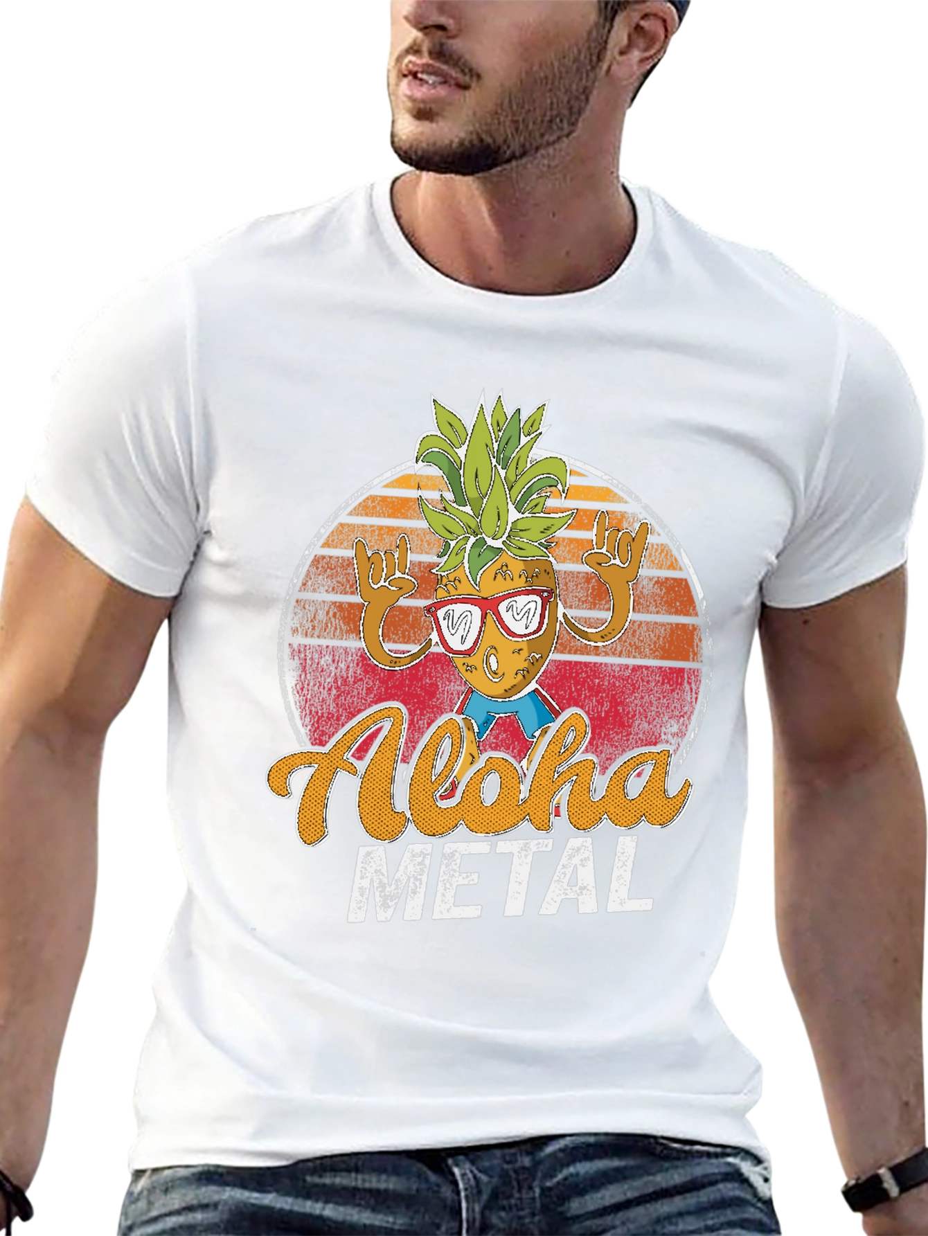 Camiseta Aloha Metal Pineapple Rock