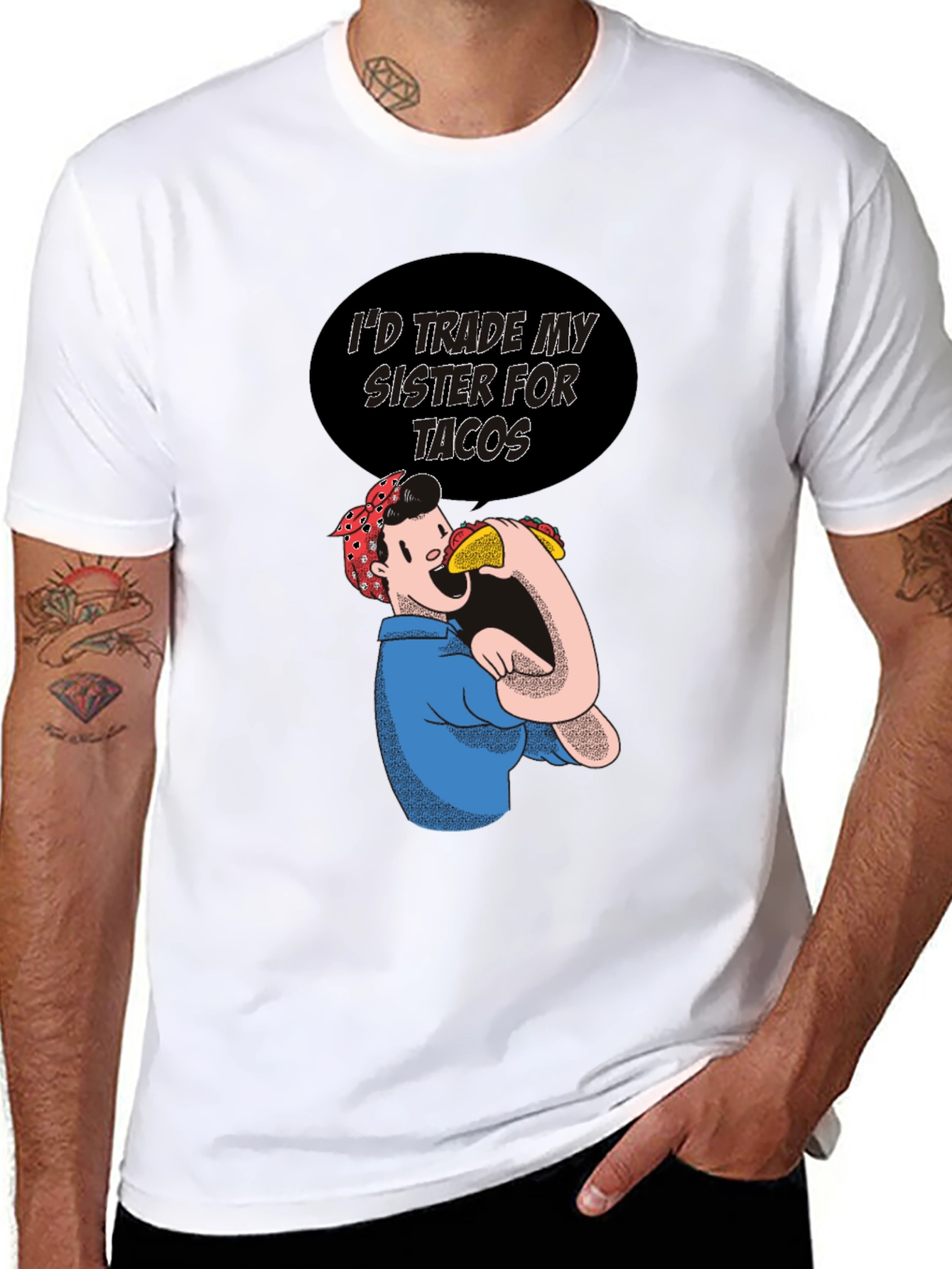 Camiseta Negra: Intercambiaría a mi Hermana por Tacos