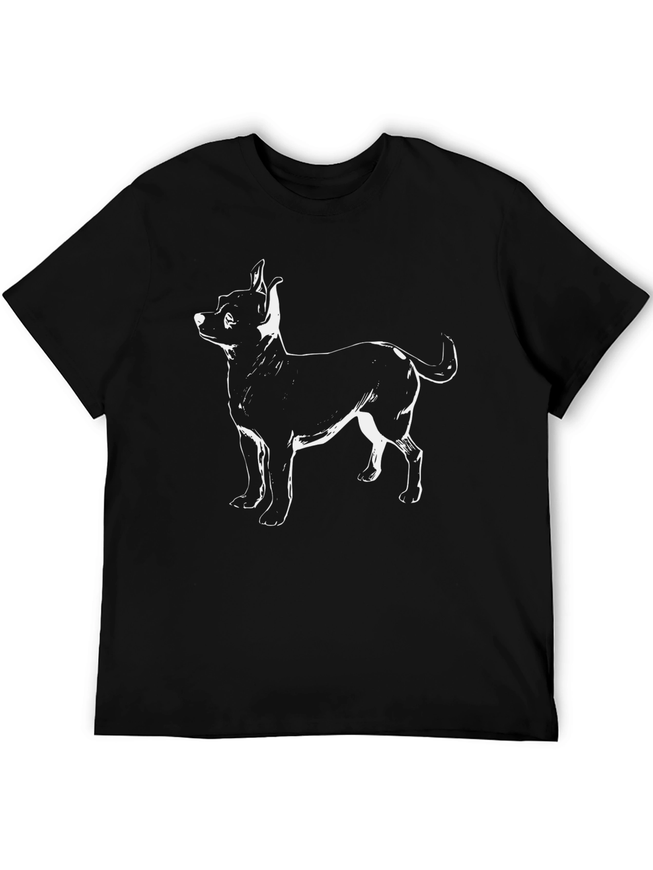 Camiseta Negra con Diseño de Chihuahua Blanco