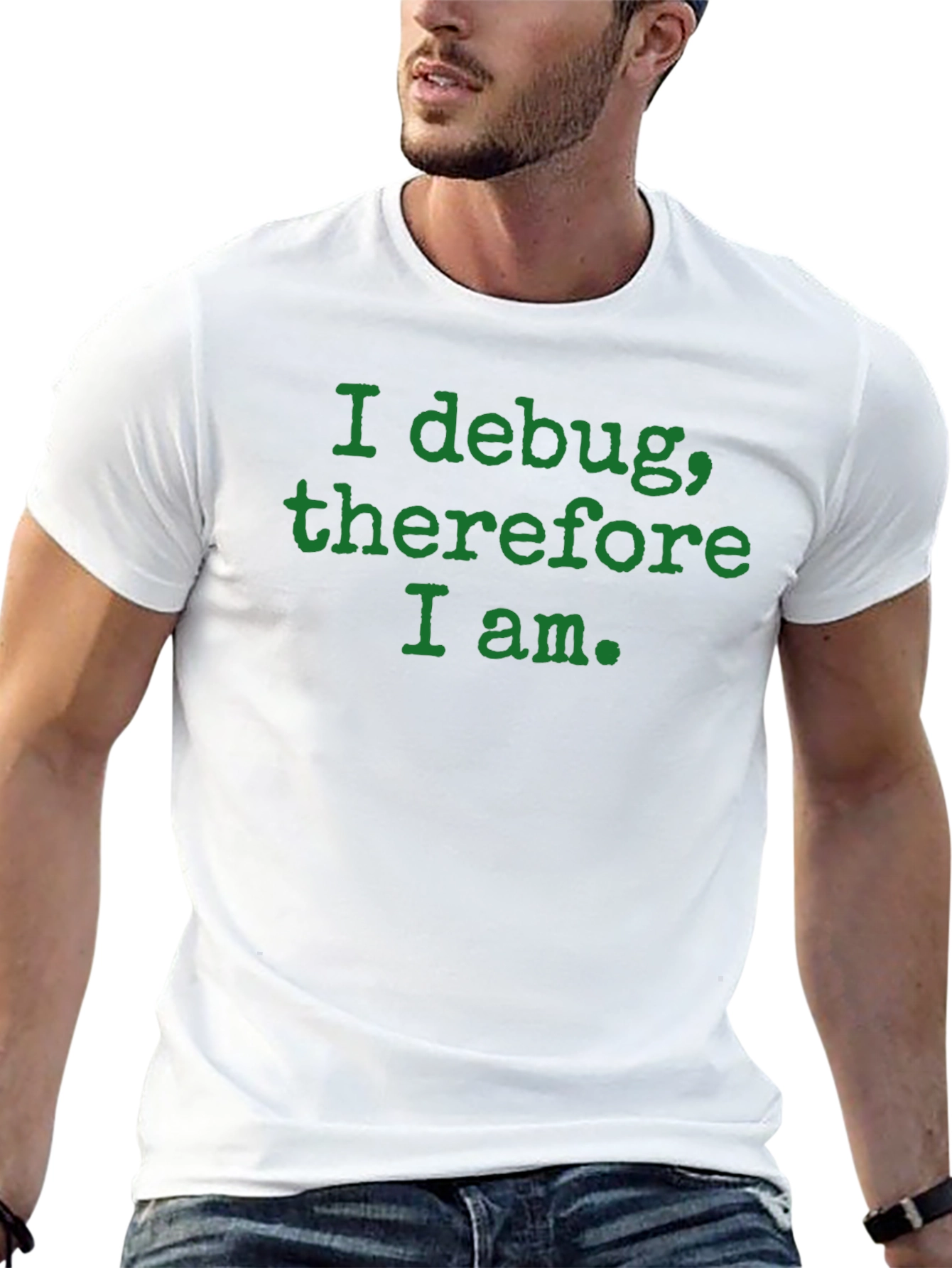 Camiseta Negra: I debug therefore I am.