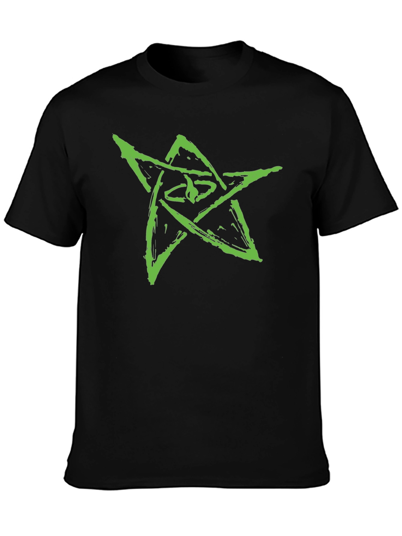 Camiseta Negra con Diseño de Estrella Verde