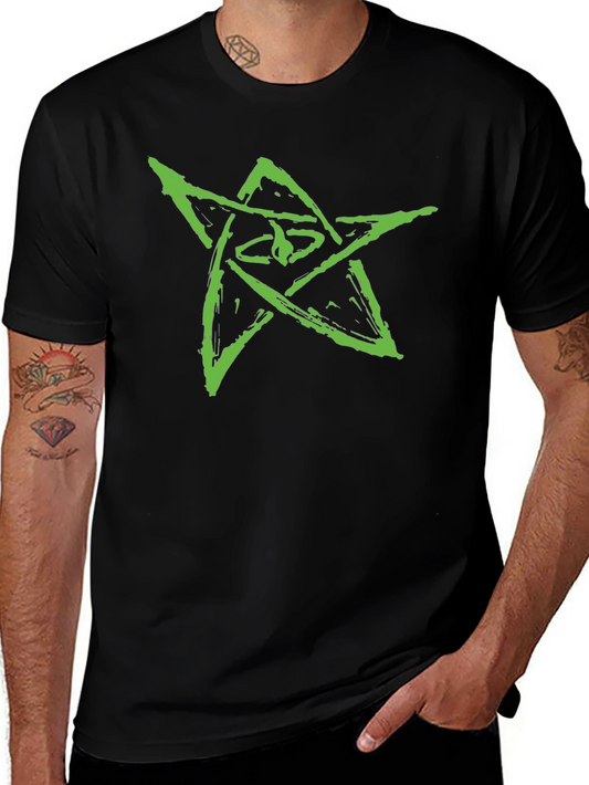 Camiseta Negra con Diseño de Estrella Verde