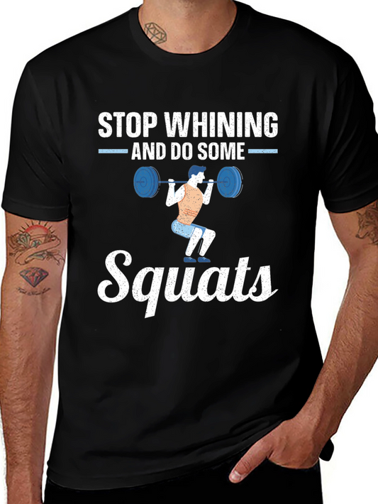 Camiseta Hombre Negra con Diseño Motivacional Squats