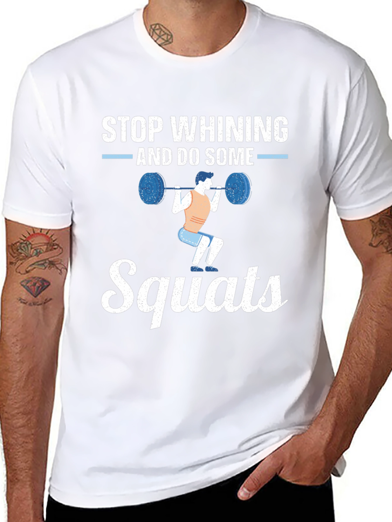 Camiseta Hombre Negra con Diseño Motivacional Squats