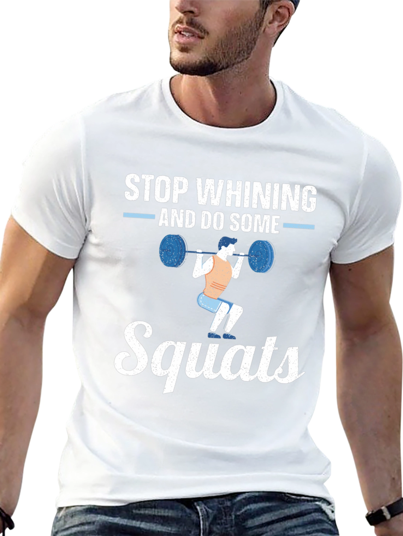 Camiseta Hombre Negra con Diseño Motivacional Squats