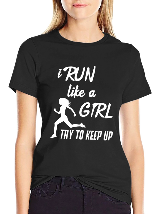 Camiseta Negra Deportiva: ¡Corre como una Chica!