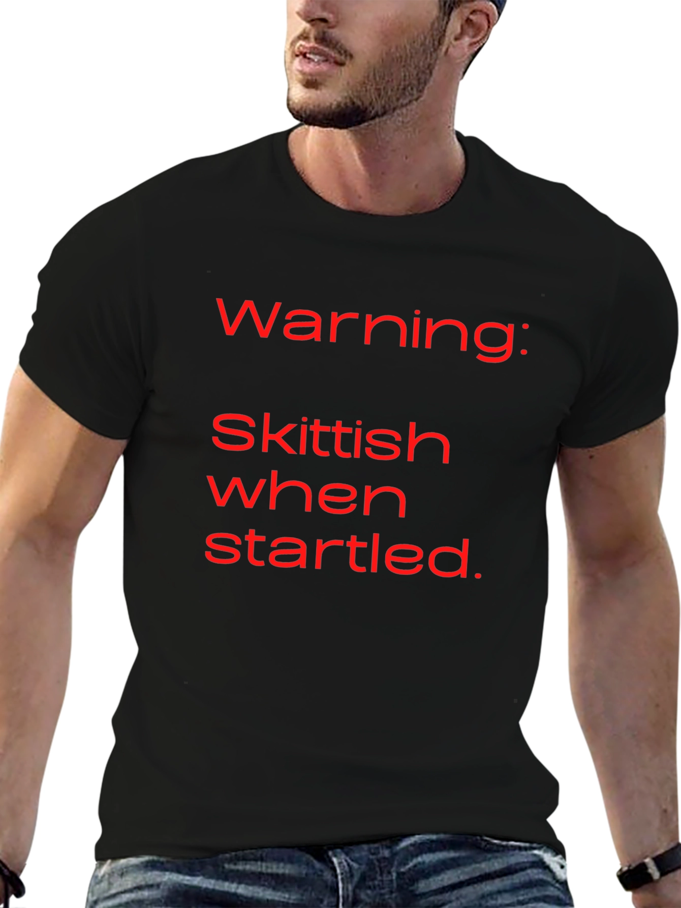 Camiseta Negra con Mensaje Divertido: ¡Skittish!
