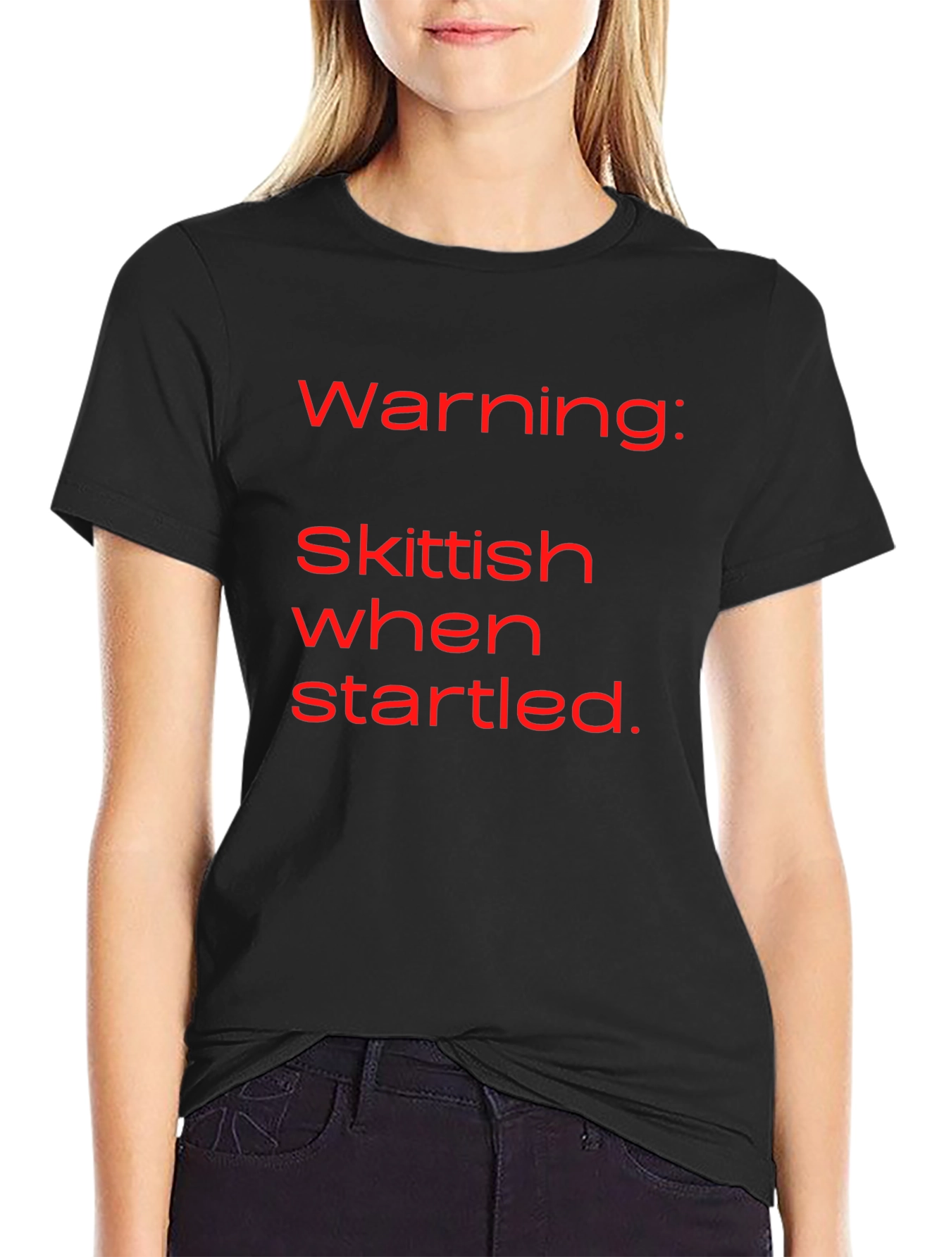 Camiseta Negra con Mensaje Divertido: ¡Skittish!