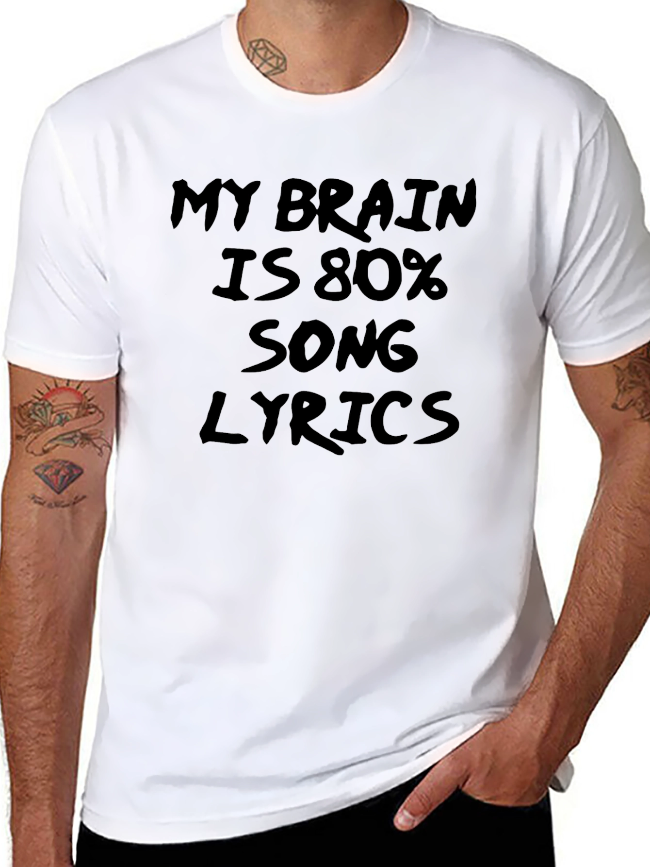 Camiseta Negra: Mi Cerebro es 80% Letras de Canciones