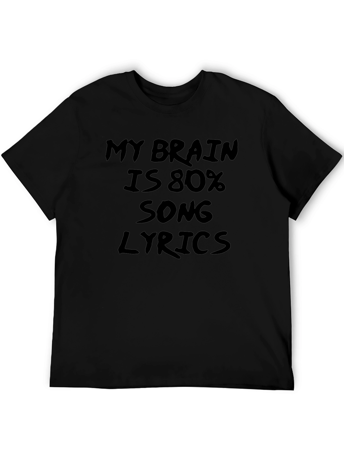 Camiseta Negra: Mi Cerebro es 80% Letras de Canciones