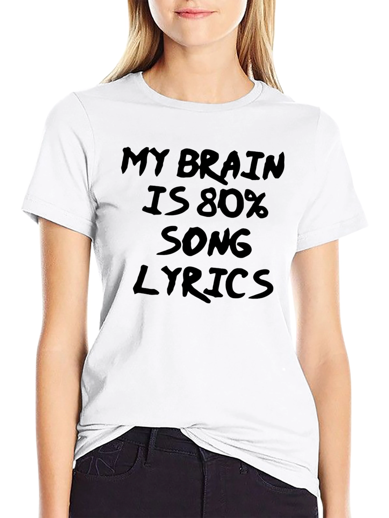 Camiseta Negra: Mi Cerebro es 80% Letras de Canciones