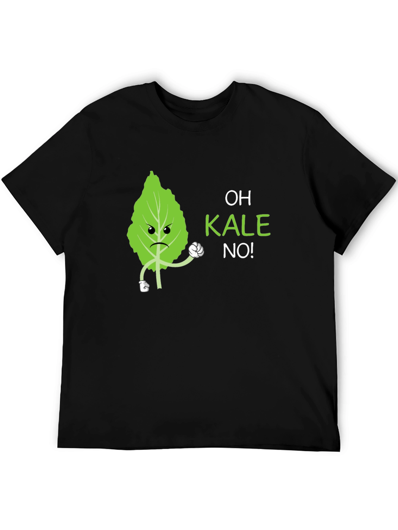 Camiseta Negra Divertida con Diseño de Kale enojado