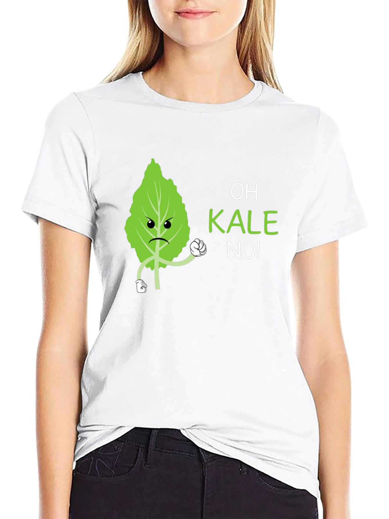 Camiseta Negra Divertida con Diseño de Kale enojado