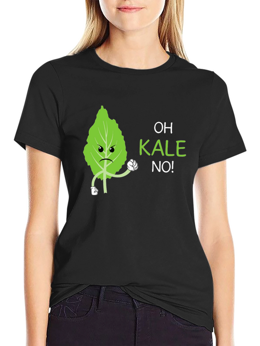 Camiseta Negra Divertida con Diseño de Kale enojado