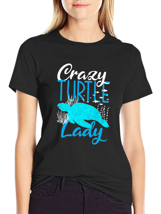 Camiseta Negra Crazy Turtle Lady