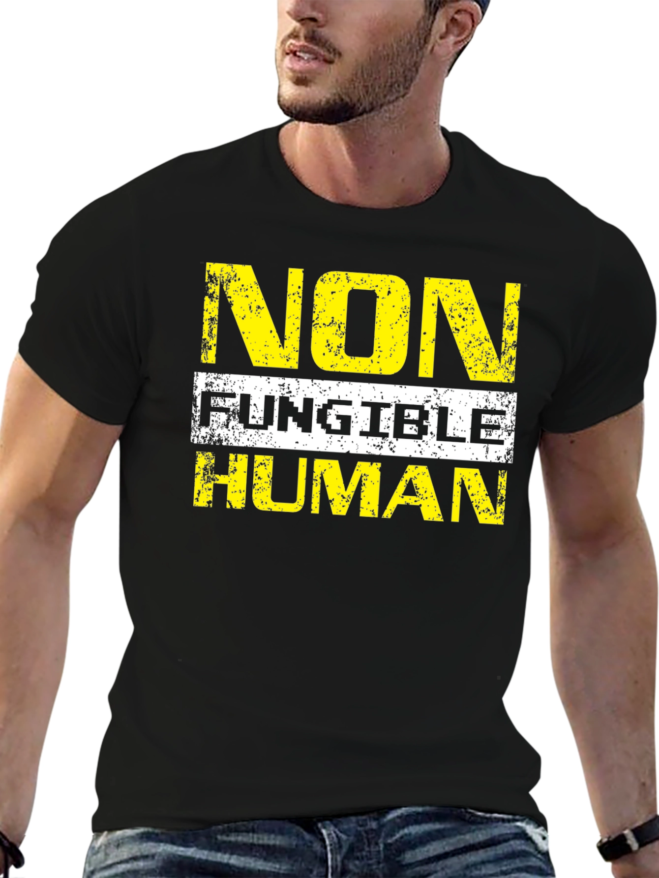 Camiseta Hombre: No Fungible Human - Diseño Único