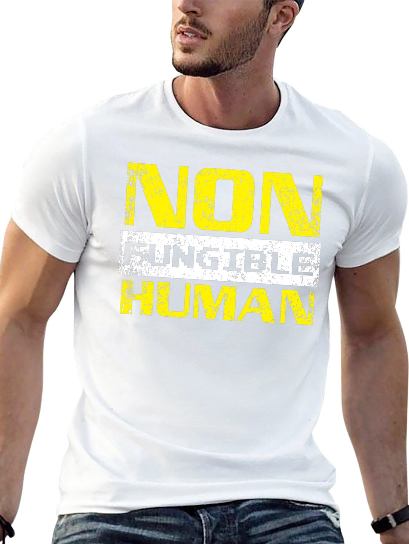 Camiseta Hombre: No Fungible Human - Diseño Único