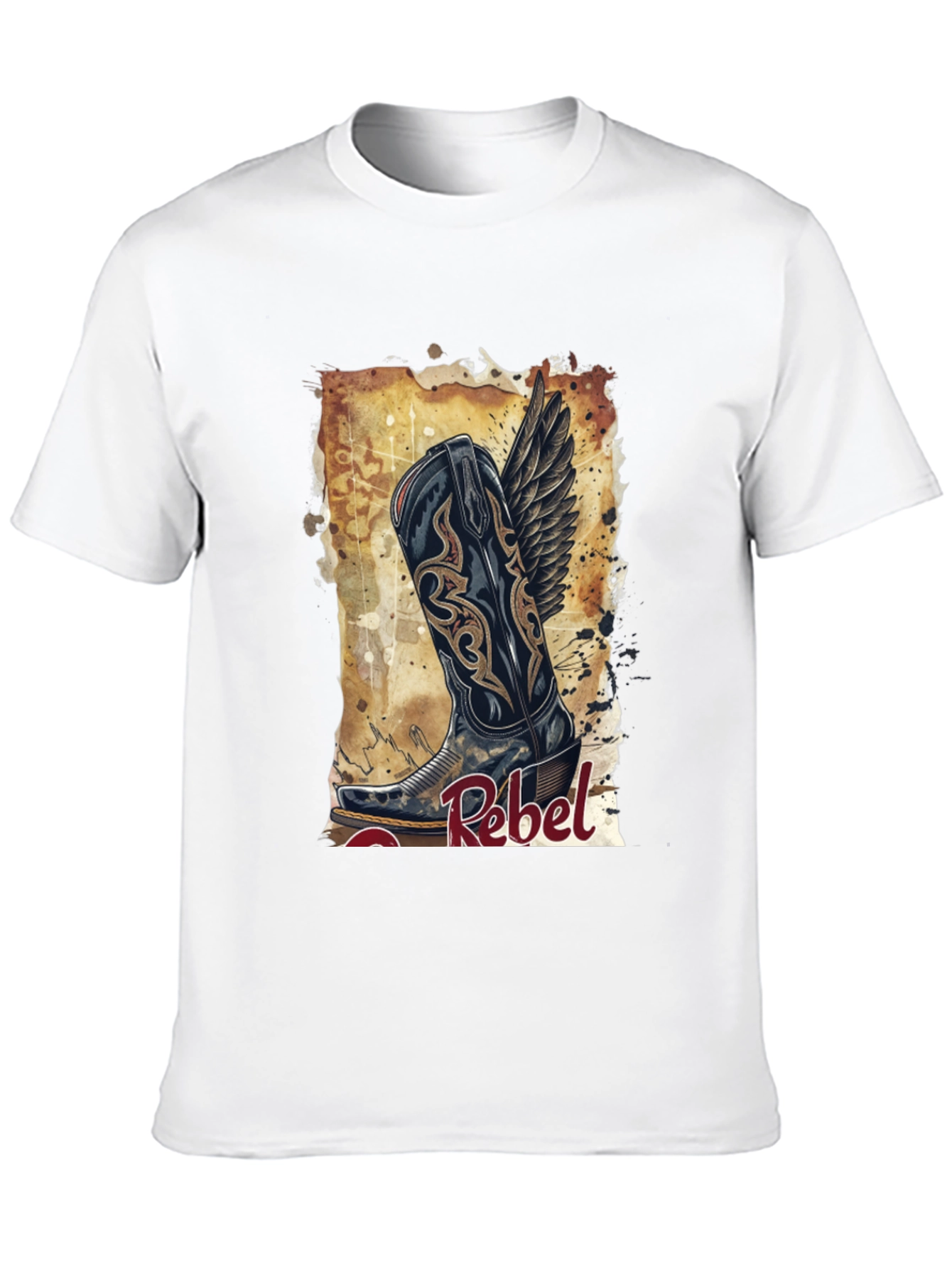 Camiseta Negra con Diseño de Bota Rebelde