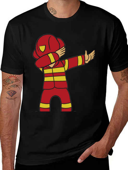 Camiseta Negra con Diseño de Bombero Divertido