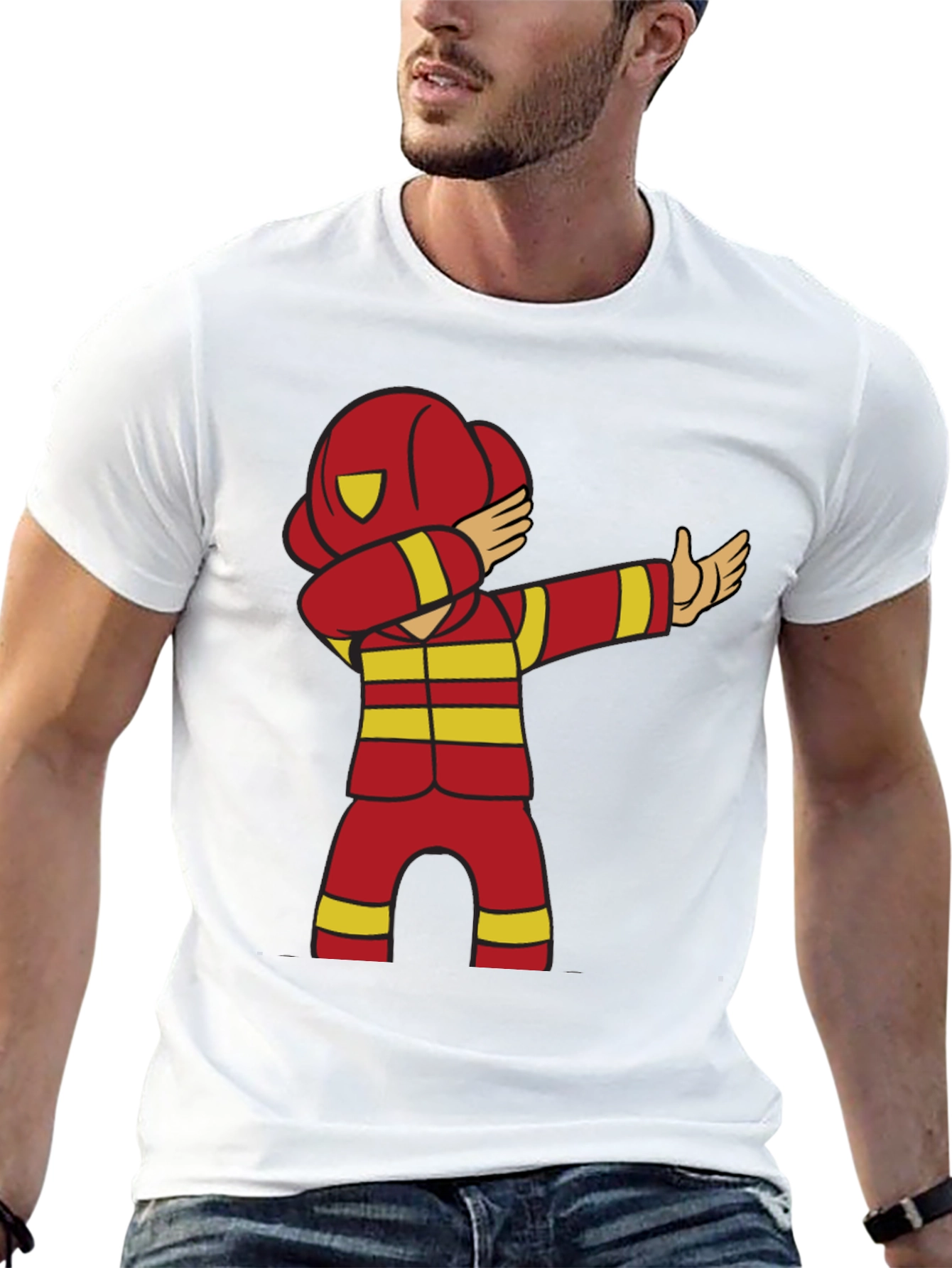 Camiseta Negra con Diseño de Bombero Divertido