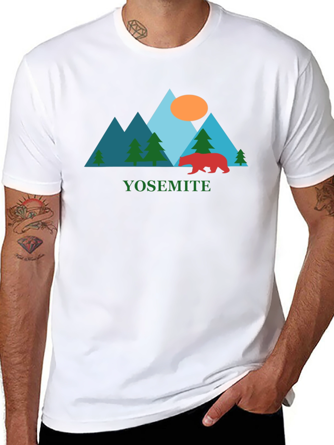 Camiseta Yosemite para hombre - Diseño Montaña y Oso