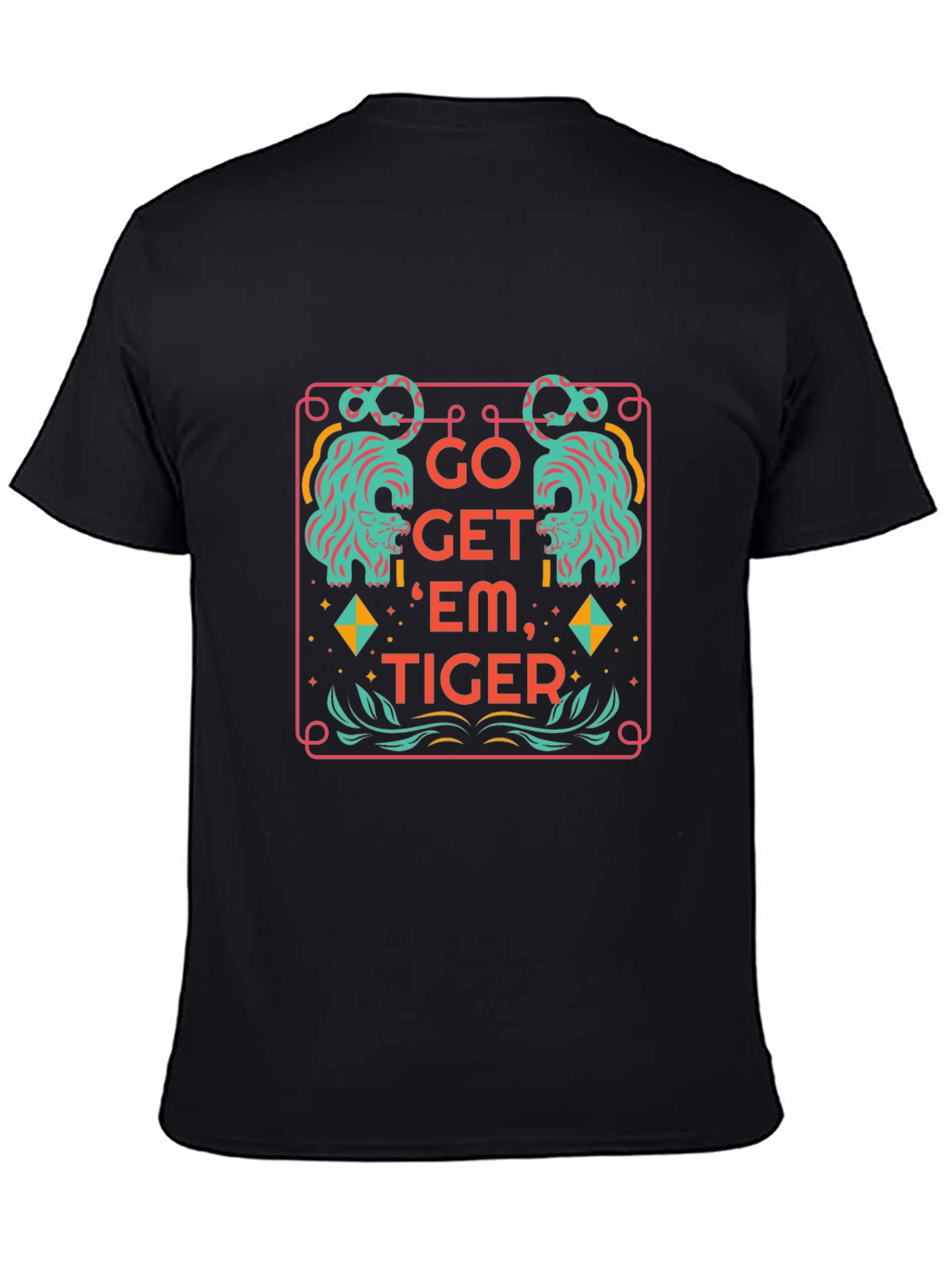 Camiseta Negra con Diseño Tigre Motivacional
